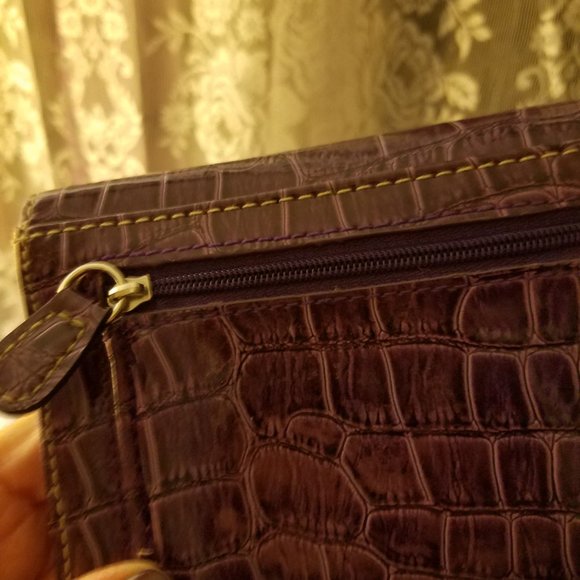 GORGEOUS PURPLE ANIMAL EMBOSSED WALLET WITH CHECK BOOK HLD AND CREDIT CARD SLOTS - Picture 6 of 13